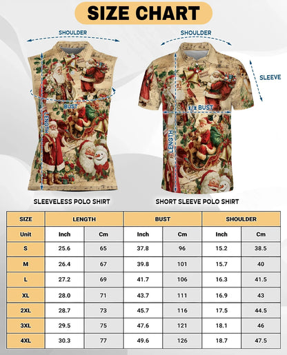 Vintage Music Santa Sleeveless Polo Shirt for Women, Christmas Holiday Style | Azhawaiian