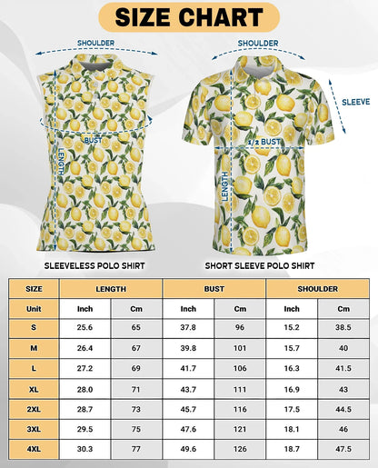 Lemon Pattern Sleeveless Polo Shirt for Women | Azhawaiian