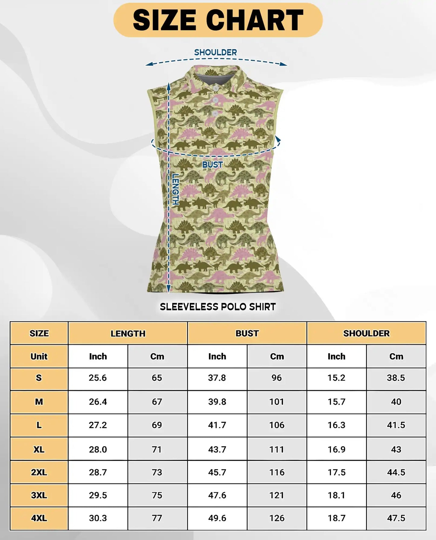 Cute Dinosaur Pattern Sleeveless Polo Shirt for Women | Azhawaiian