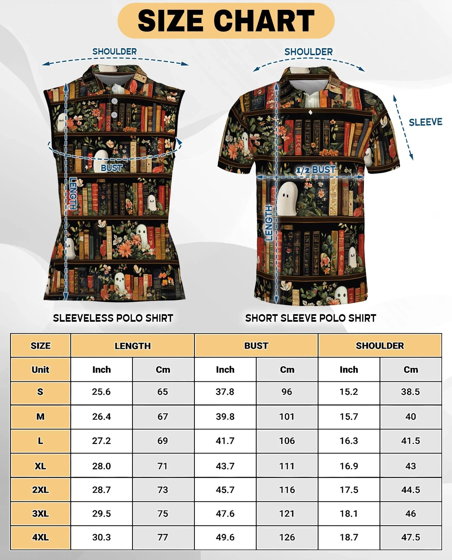 Library Ghost Sleeveless Polo Shirt for Women | Azhawaiian