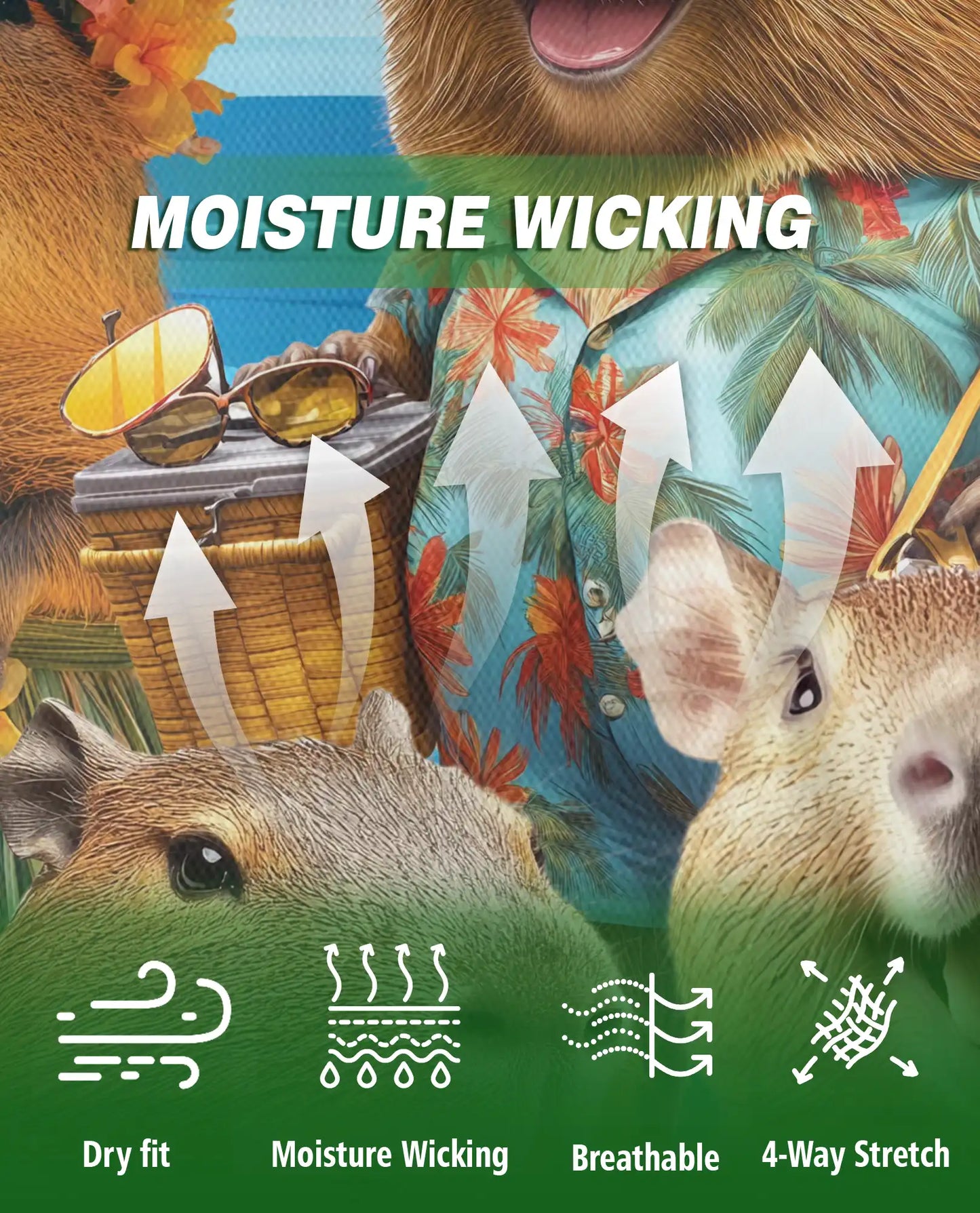 Capybara Tropical 3D Polo Shirt for Men, Funny Summer Animal Style | Azhawaiian