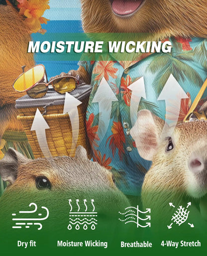 Capybara Tropical 3D Polo Shirt for Men, Funny Summer Animal Style | Azhawaiian
