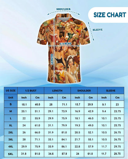 Autumn Sweet Girl Polo Shirt for Men, Fall Seasonal Style | Azhawaiian