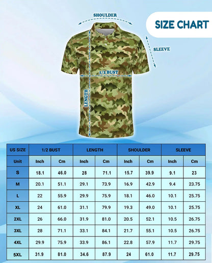 Camo Fish Polo Shirt for Men, Outdoor Fishing Style | Azhawaiian