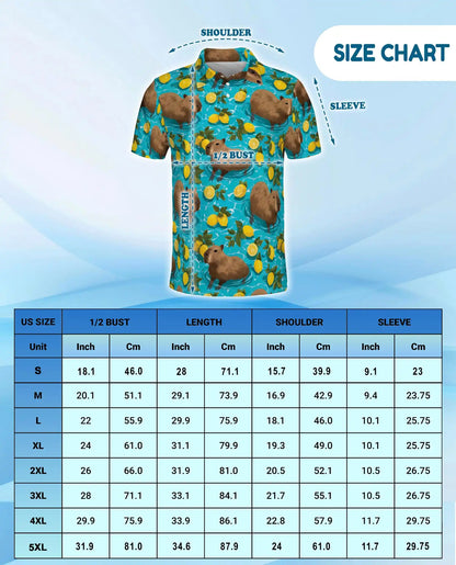 Capybara Polo Shirt for Men-  Pool Summer Animal Tropical r Shirt | Azhawaiian
