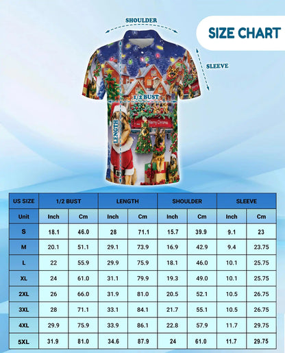 German Shepherd Christmas 3D Polo Shirt for Men, Festive Dog Lover Holiday Style | Azhawaiian