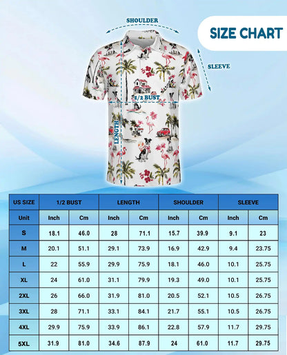 Coastal Dog Flamingo Polo Shirt - Tropical Beach Vacation Style | Azhawaiian