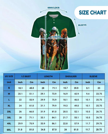 Green Horse Racing Polo Shirt for Men, Equestrian Sport Style | Azhawaiian