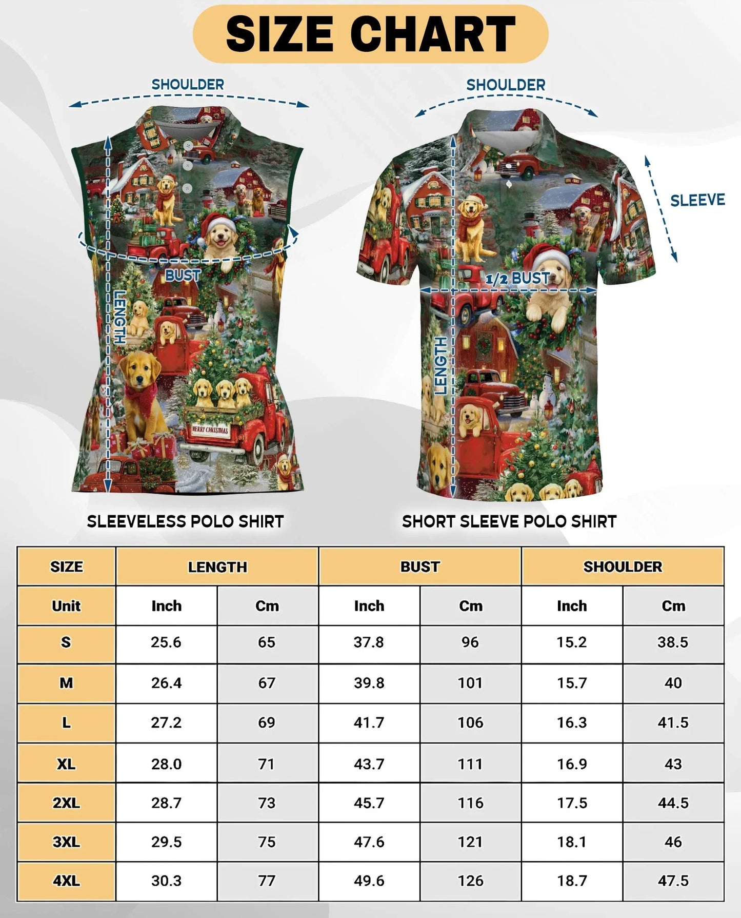 Christmas Golden Retriever Sleeveless Polo Shirt for Women | Azhawaiian