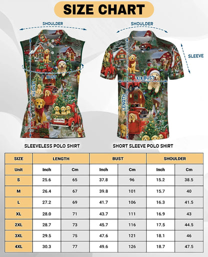 Christmas Golden Retriever Sleeveless Polo Shirt for Women | Azhawaiian