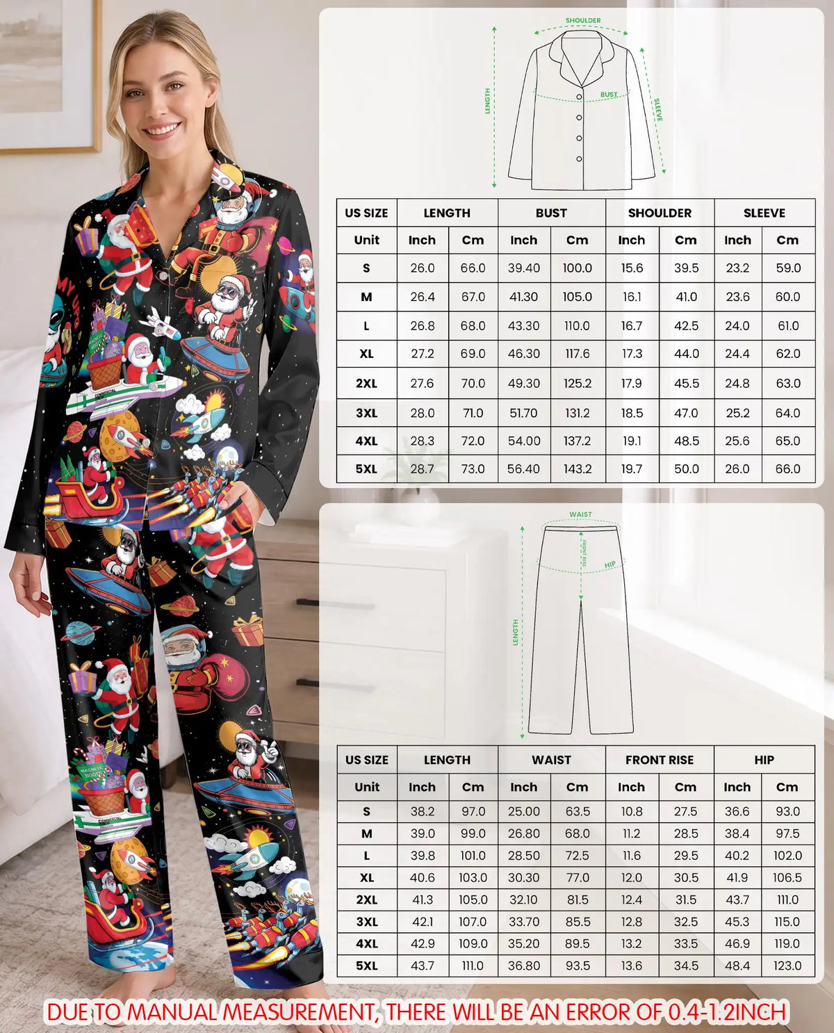 Santa UFO Christmas Pajama Set for Women – Galaxy Holiday Print
