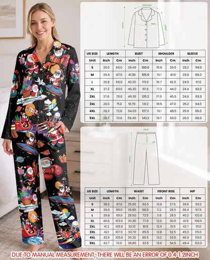 Santa UFO Christmas Pajama Set for Women – Galaxy Holiday Print