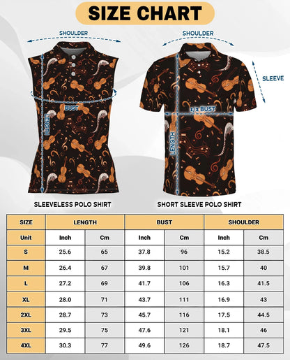 Violin Pattern Sleeveless Polo Shirt for Women | Azhawaiian