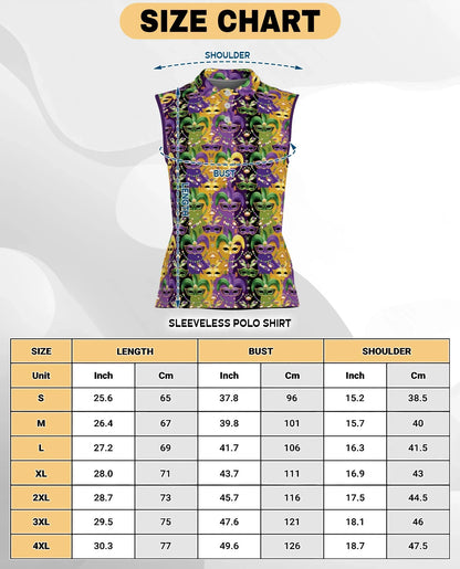 Mardi Gras Mask Sleeveless Polo Shirt for Women | Azhawaiian