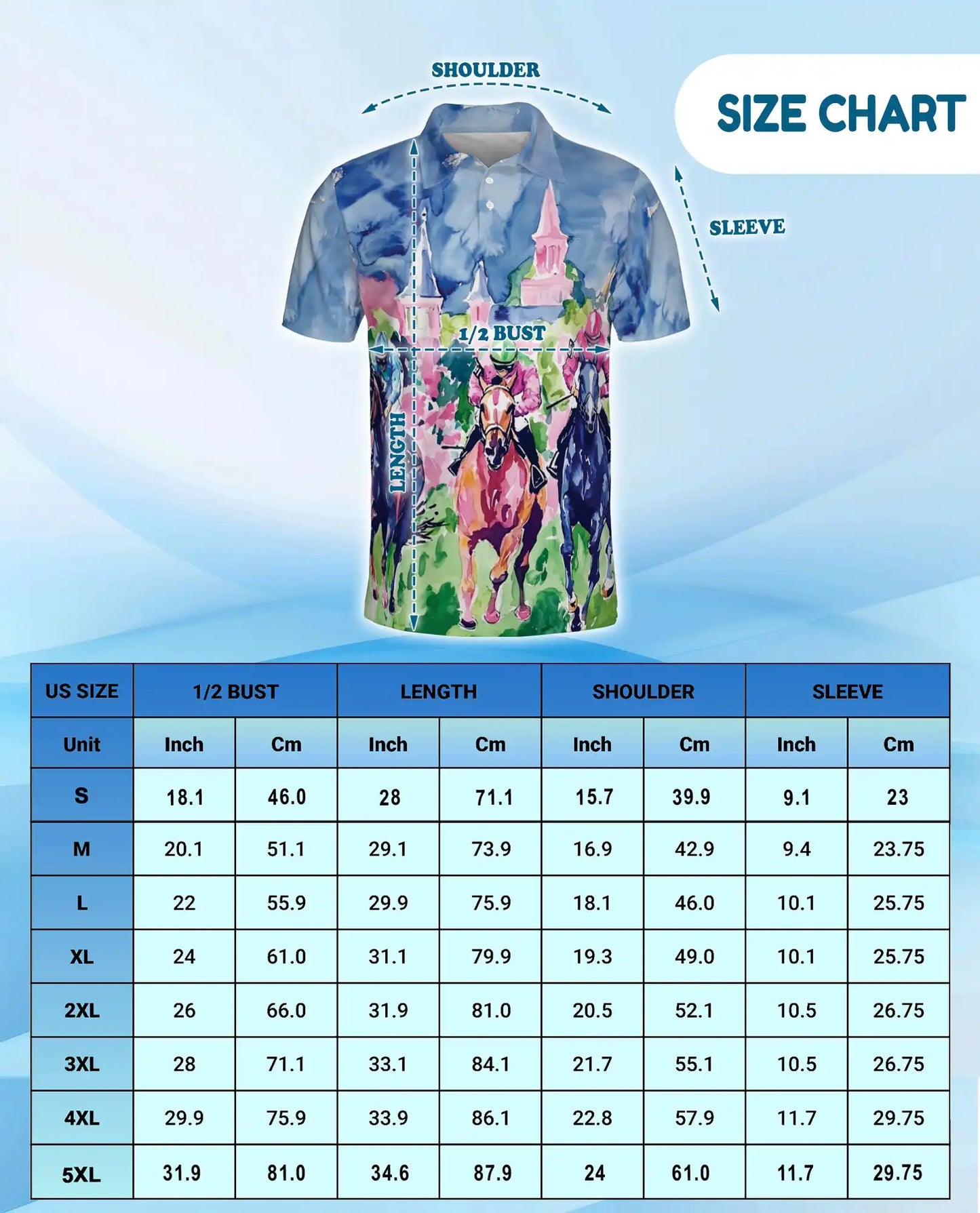 Horse Racing Art Polo Shirt, Colorful Derby Style | Azhawaiian