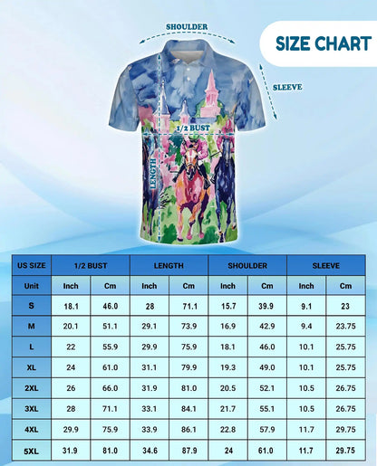 Horse Racing Art Polo Shirt, Colorful Derby Style | Azhawaiian