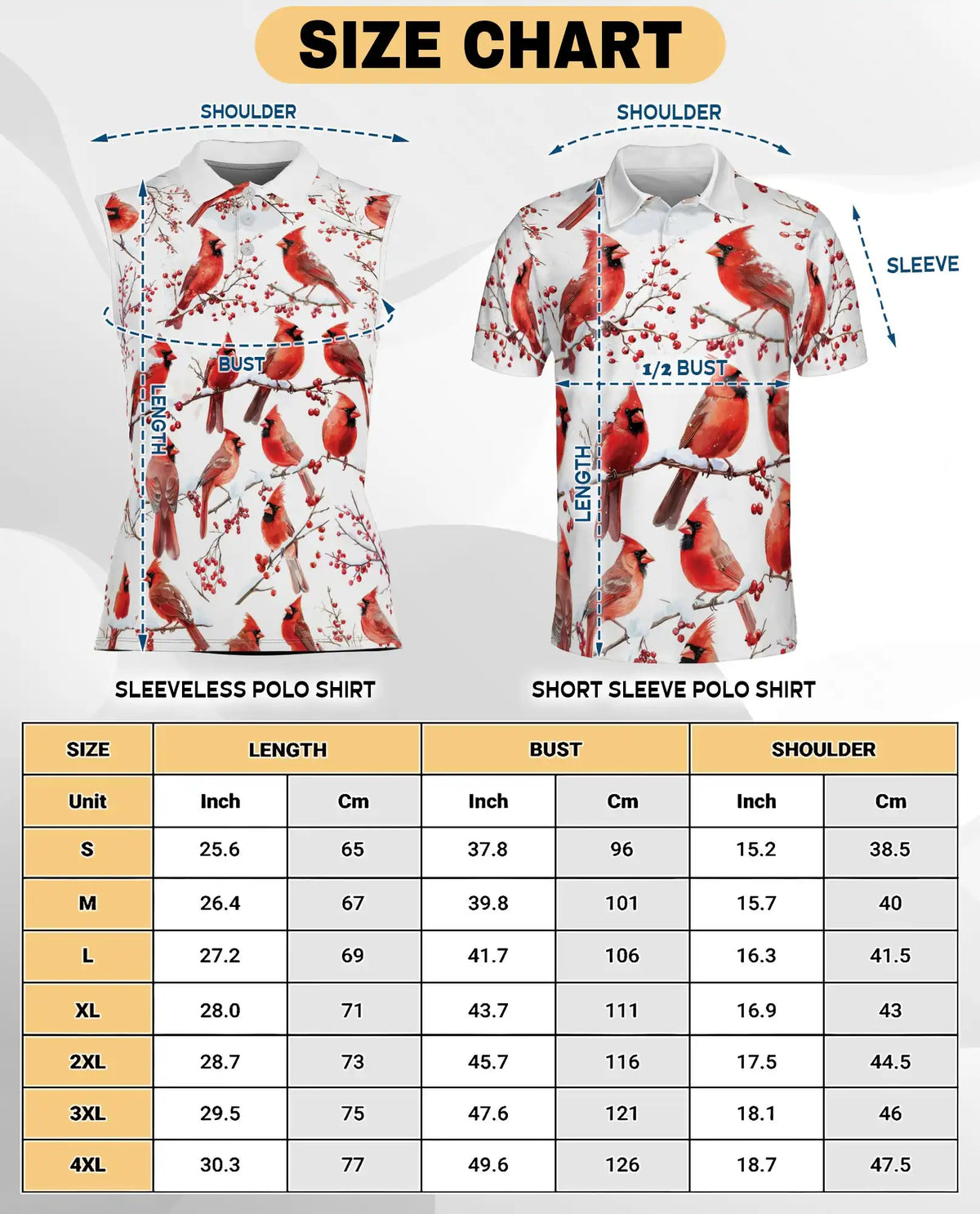 Cardinal Bird Sleeveless Polo Shirt for Women, Elegant Wildlife Nature Style