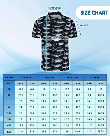 Fish Pattern Polo Shirt for Men, Coastal Ocean Style | Azhawaiian