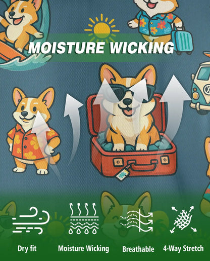 Corgi Beach Polo Shirt, Tropical Vacation Print | Azhawaiian