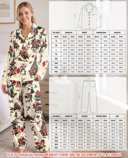 Western Santa Rodeo Pajama Set for Women – Cowboy Christmas Print