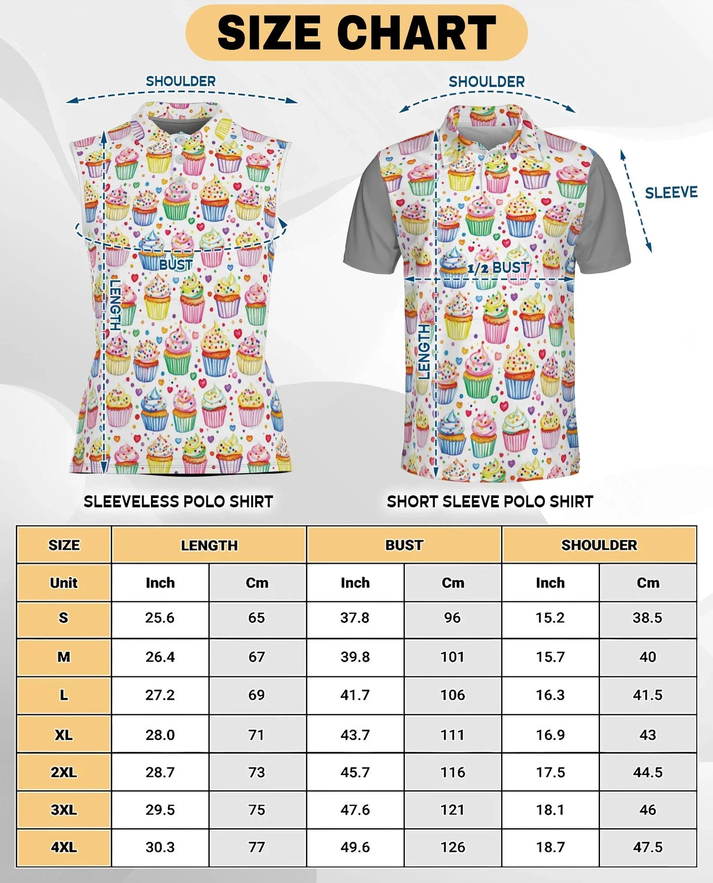 Cupcake Pattern Sleeveless Polo Shirt for Women | Azhawaiian