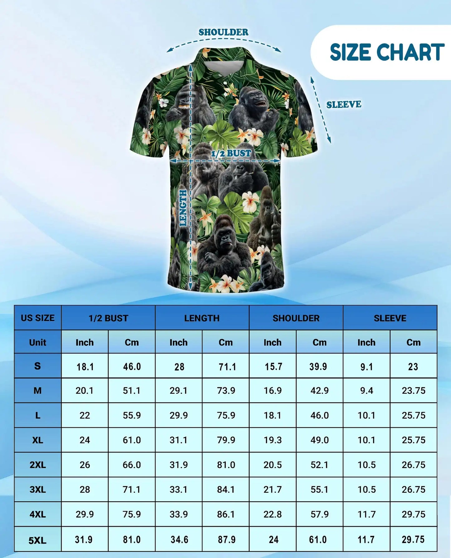 Gorilla Jungle Polo Shirt for Men, Wild Animal Print Tropical | Azhawaiian