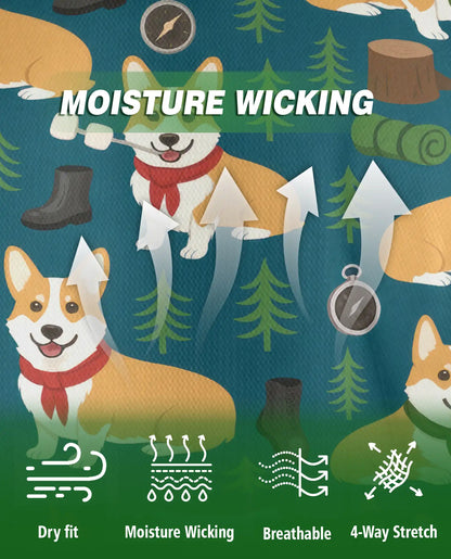 Corgi Camping Polo Shirt, Outdoor Adventure Print | Azhawaiian