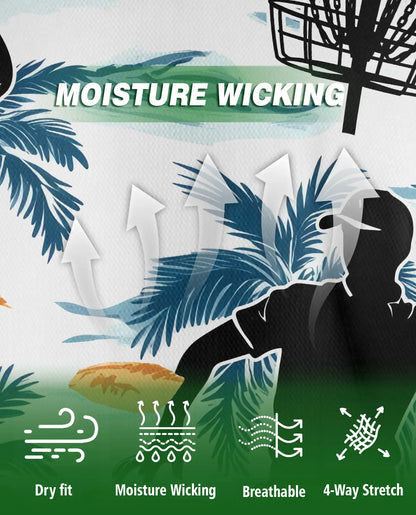 Disc Golf Tropical 3D Polo Shirt for Men, Island Sports Beach Style | Azhawaiian
