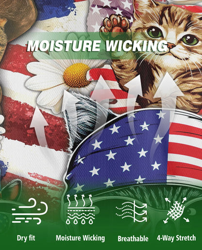 Patriotic Cat 3D Polo Shirt for Men, 4th of July USA Flag Style | Azhawaiian