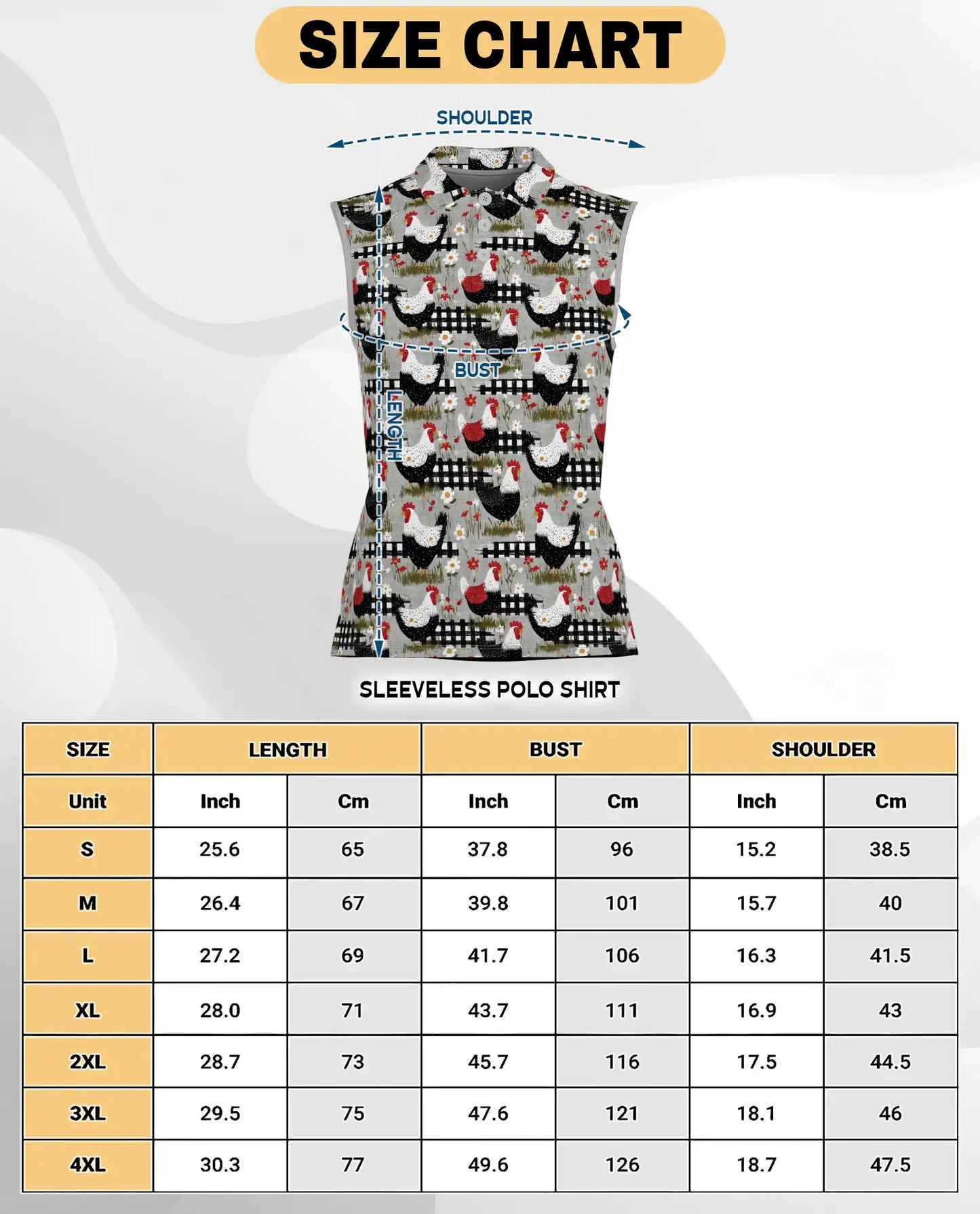 Chicken And Fence Sleeveless Polo Shirt for Women  | Azhawaiian