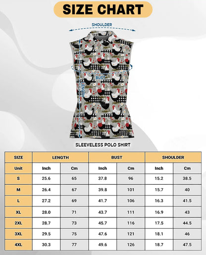 Chicken And Fence Sleeveless Polo Shirt for Women  | Azhawaiian