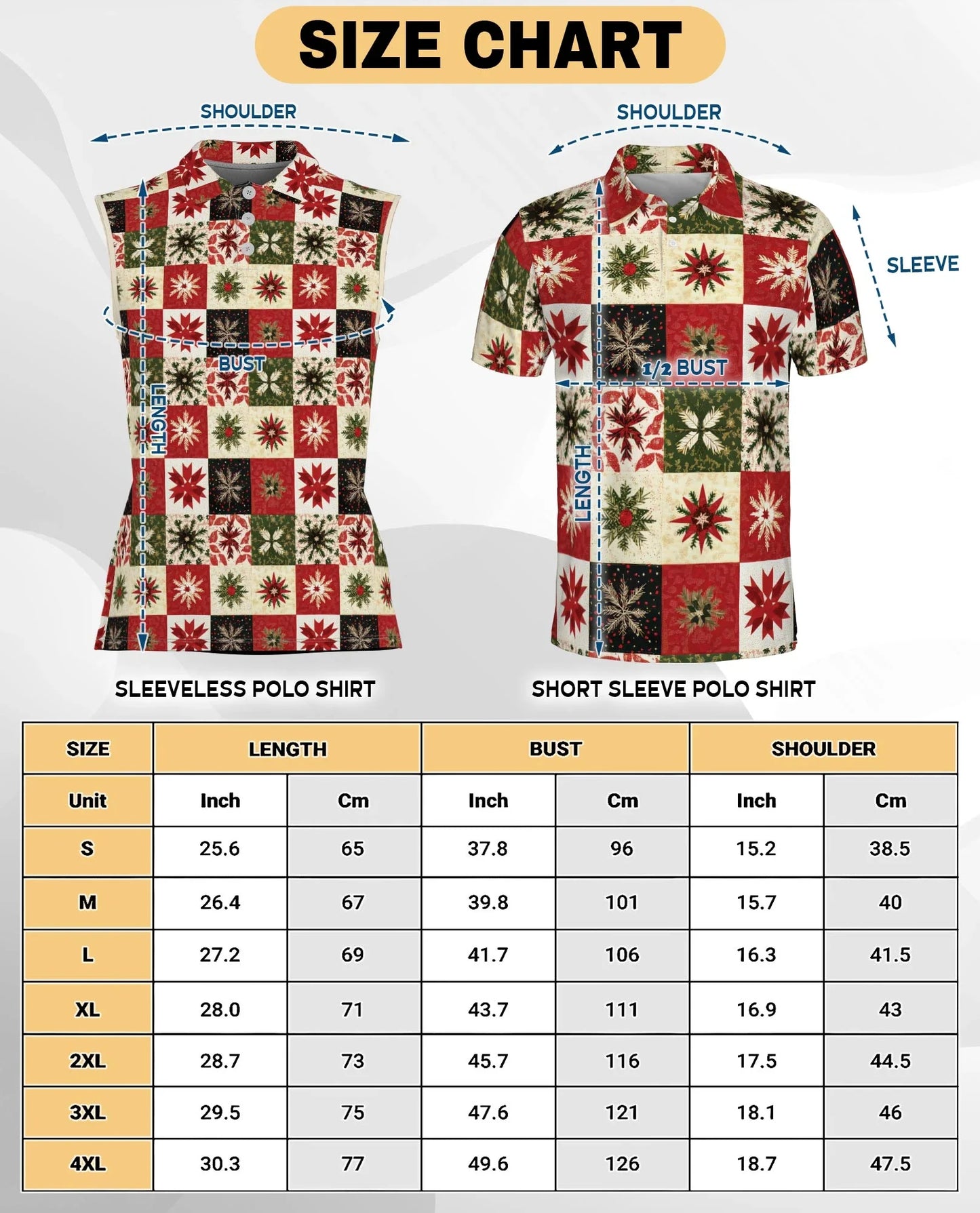 Christmas Quilt Pattern Sleeveless Polo Shirt for Women | Azhawaiian