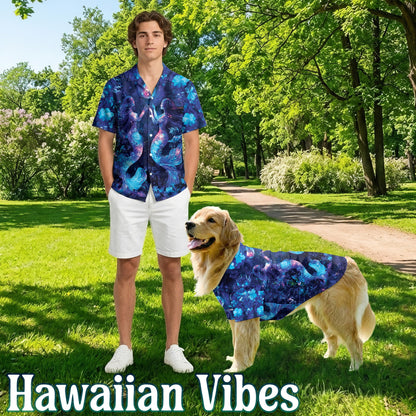 Floral Mermaid Matching Dog Owner Hawaiian Shirts, Funny Pet Aloha Shirt for Beach Vacation - Azhawaiian
