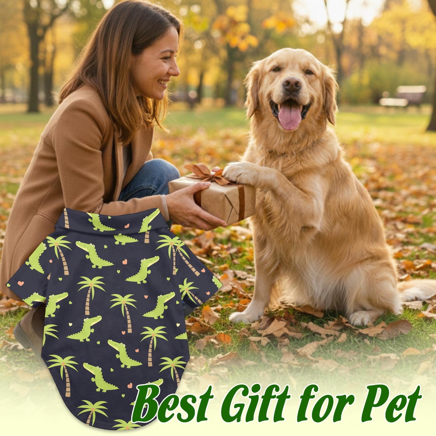 Cute Alligator Tropical Pattern Matching Dog Owner Hawaiian Shirts, Funny Pet Aloha Shirt for Beach Vacation - Azhawaiian