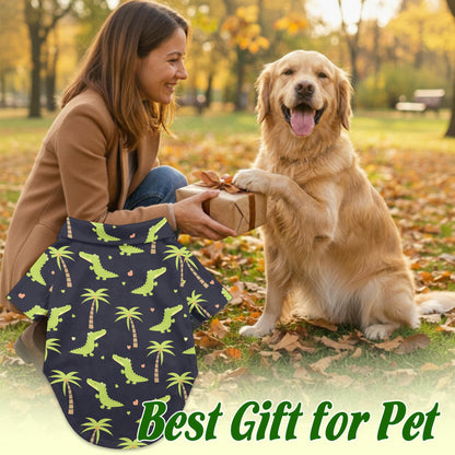 Cute Alligator Tropical Pattern Matching Dog Owner Hawaiian Shirts, Funny Pet Aloha Shirt for Beach Vacation - Azhawaiian
