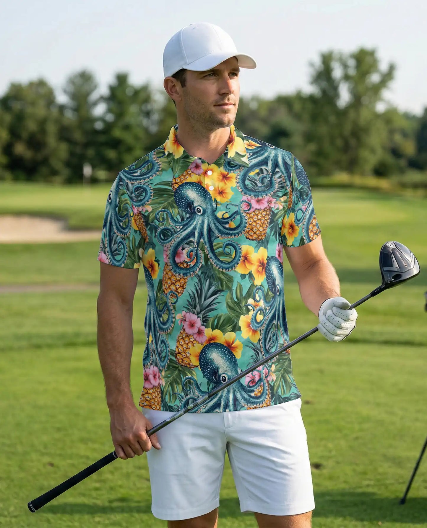 Octopus Tropical Pineapple Polo Shirt | Azhawaiian