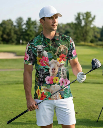 Funny Goat Hawaiian Polo Shirt | Azhawaiian