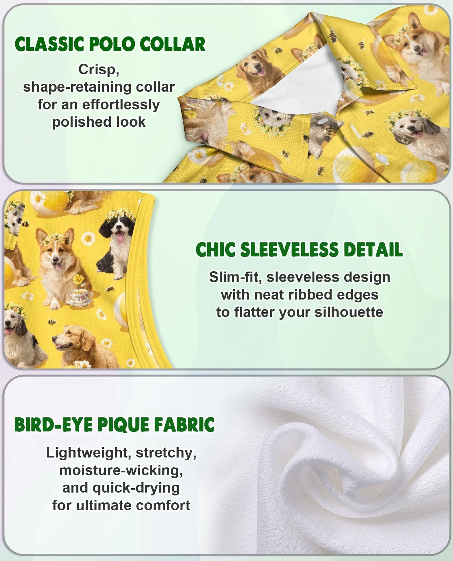 Summer Dog Sleeveless Polo Shirt for Women, Cute Pet Lover Style | Azhawaiian