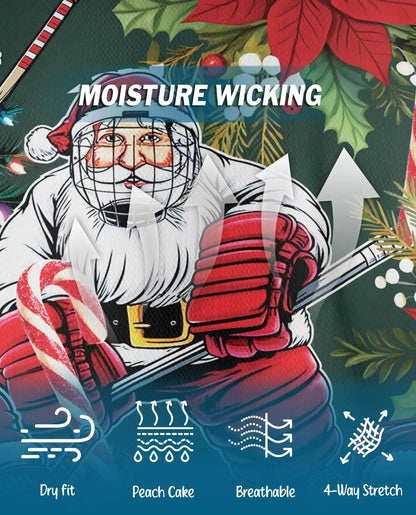 Hockey Santa Polo Shirt, Christmas Holiday Print | Azhawaiian
