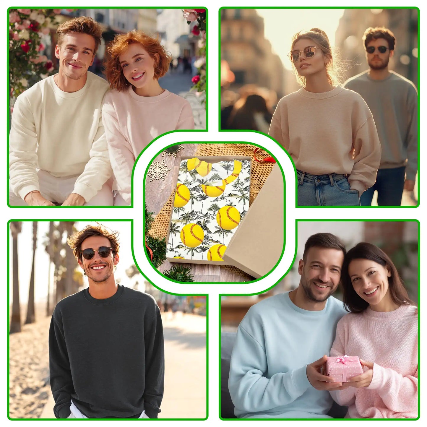 Yellow Softball Palm Tree Sweatshirt – Tropical 3D All Over Print Design