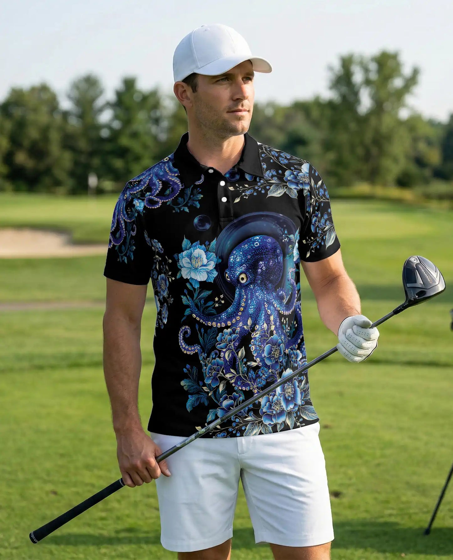 Blue Octopus Polo Shirt | Azhawaiian