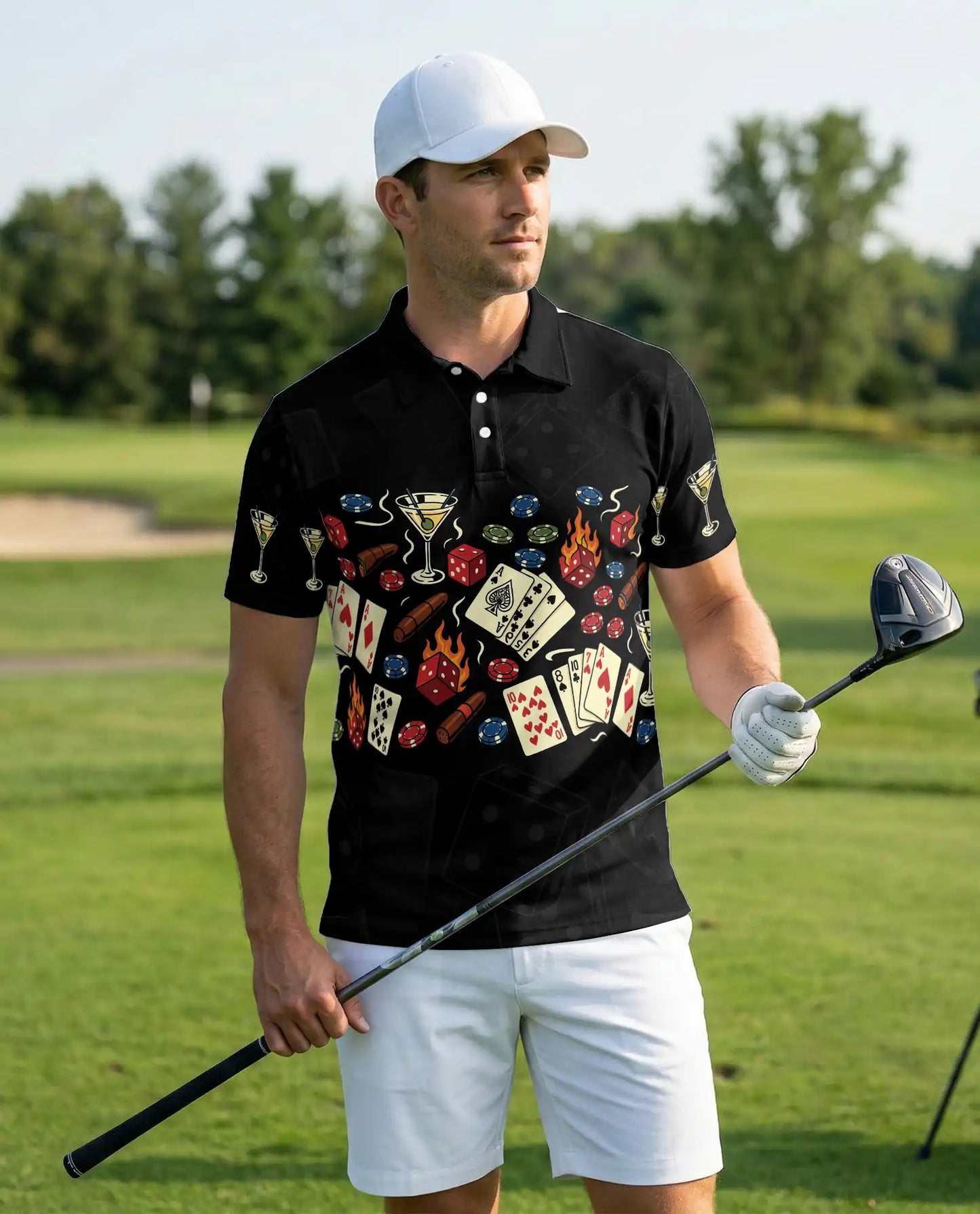 Casino Poker Polo Shirt, Gambling Night Print | Azhawaiian