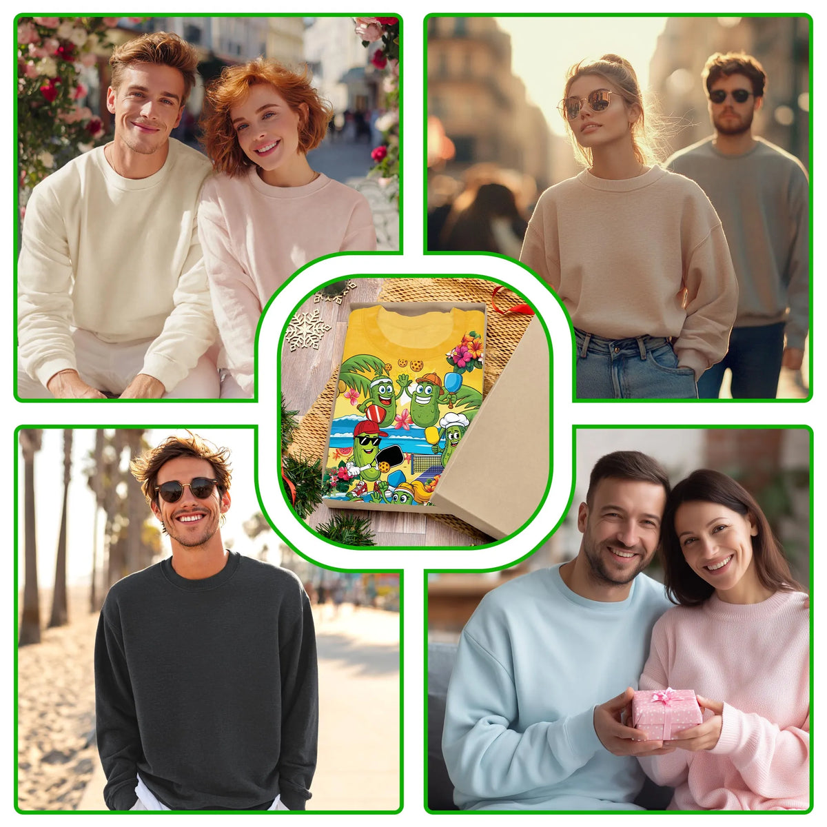 Pickleball Cartoons on the Beach Sweatshirt – Colorful Graphic 3D All Over Print Design