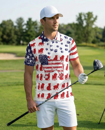 American Flag Pug Dog Polo Shirt | Azhawaiian