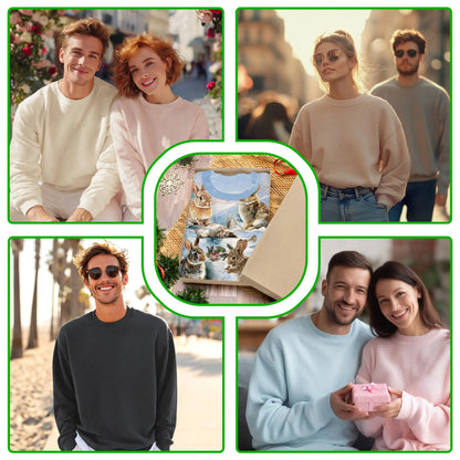 Rabbits in Snow Sweatshirt – Colorful Graphic 3D All Over Print Design