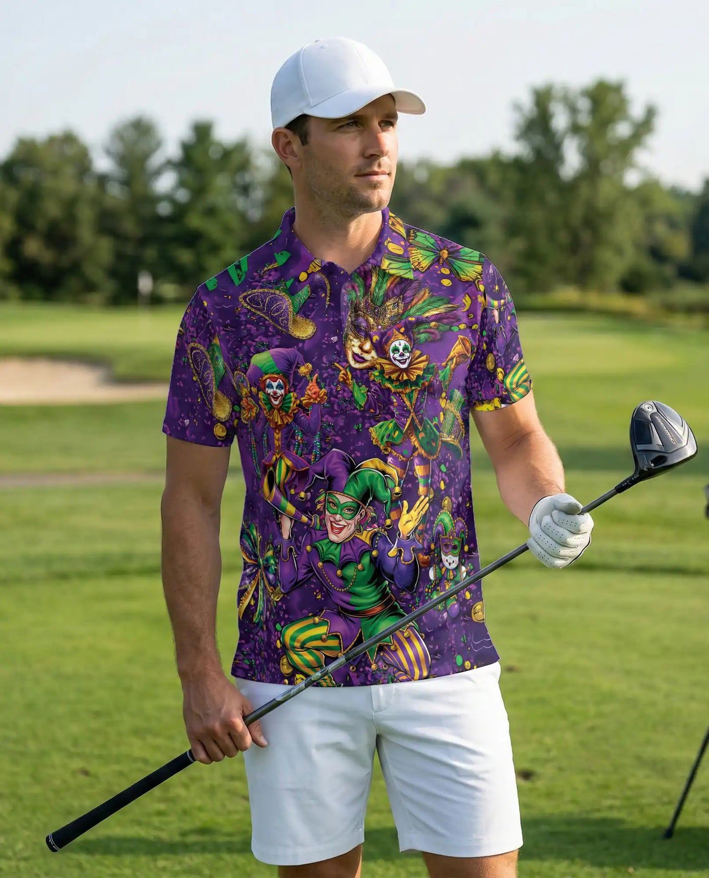 Mardi Gras Jester Hawaiian Polo Shirt | Azhawaiian