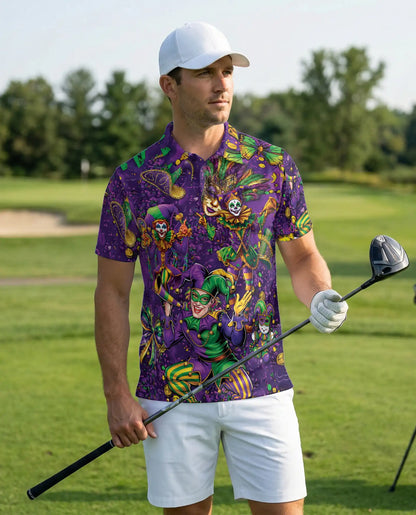 Mardi Gras Jester Hawaiian Polo Shirt | Azhawaiian