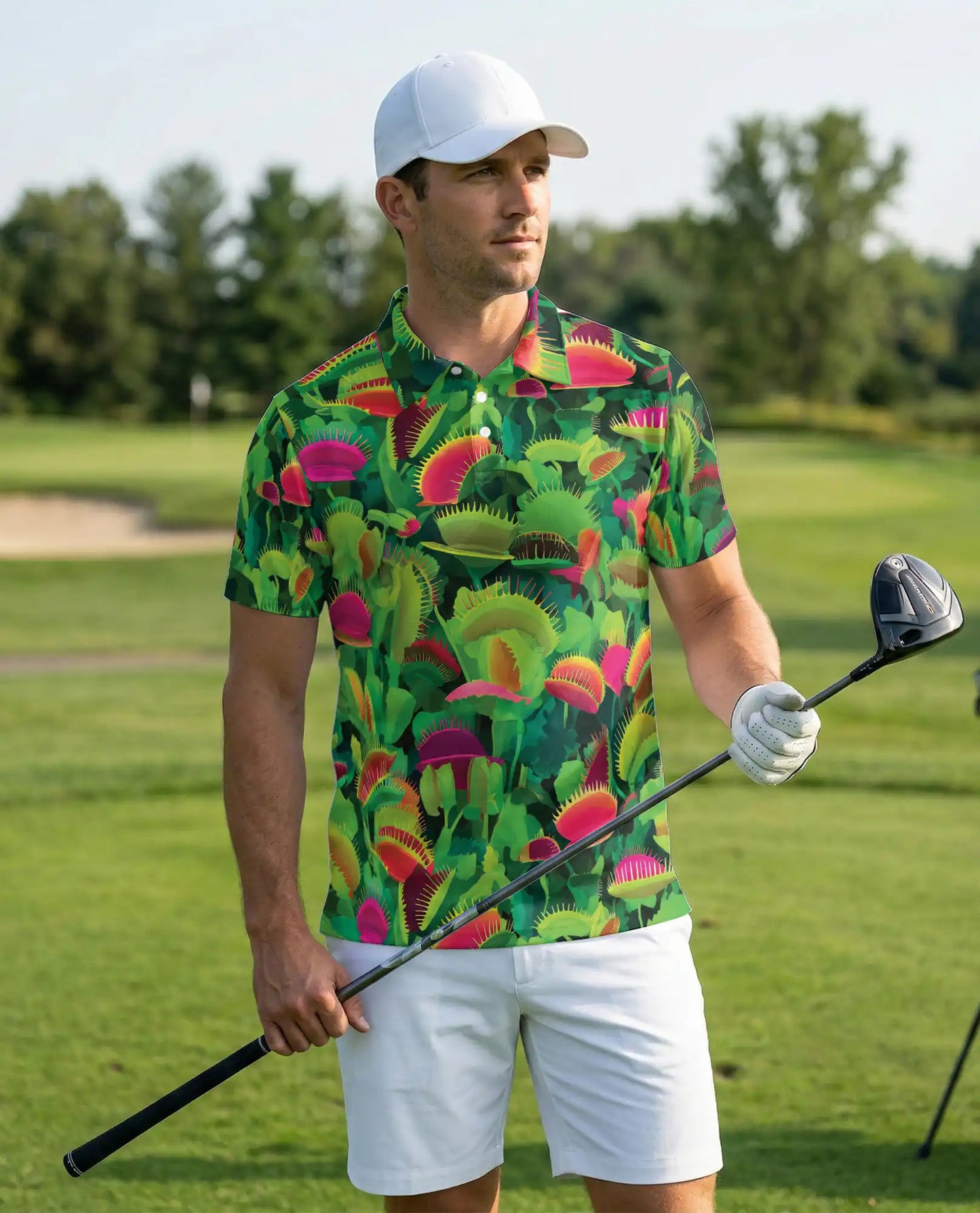 Venus Flytrap Tropical Botanical Polo Shirt Carnivorous Plant Pattern | Azhawaiian