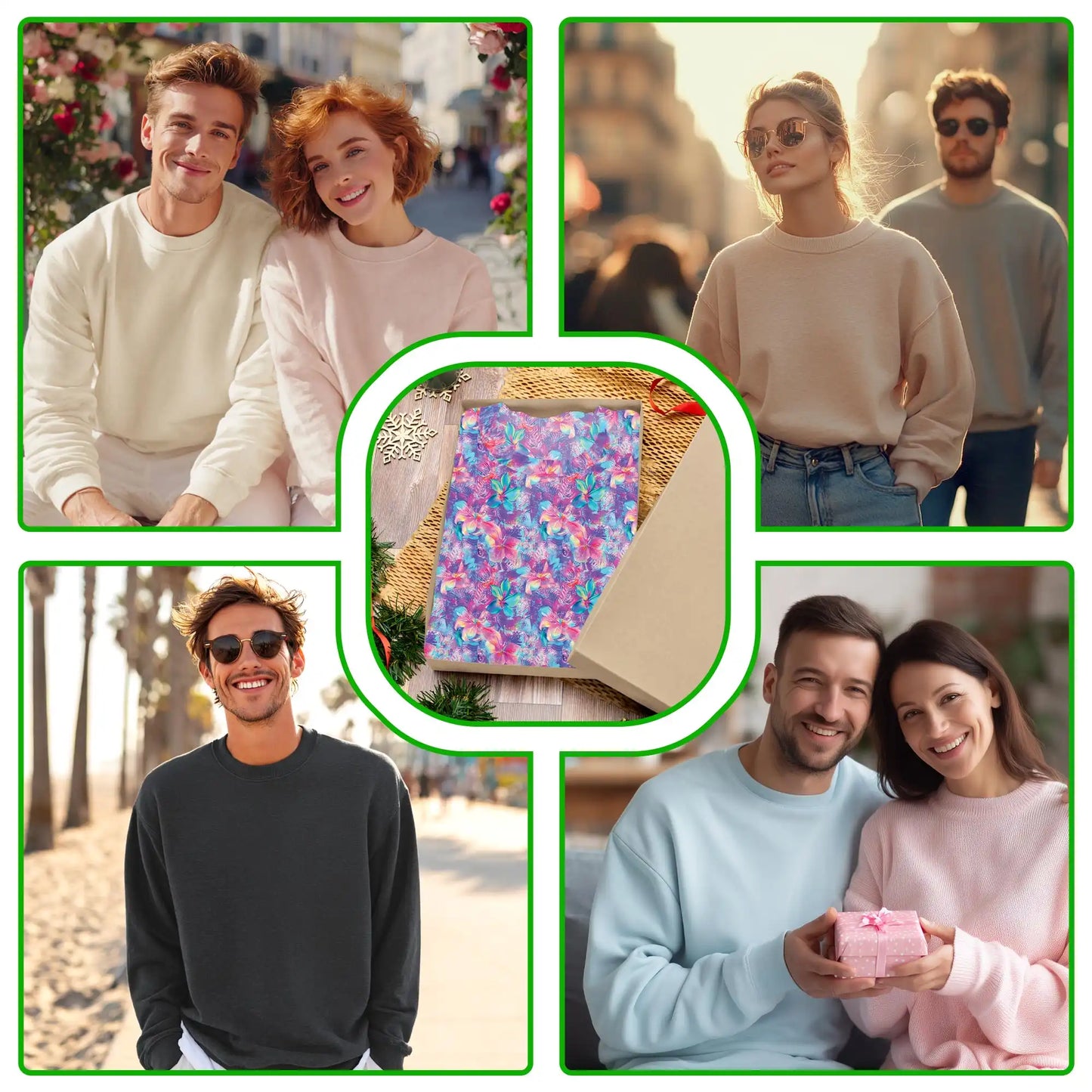Neon Flower Sweatshirt – Colorful Graphic 3D All Over Print Design
