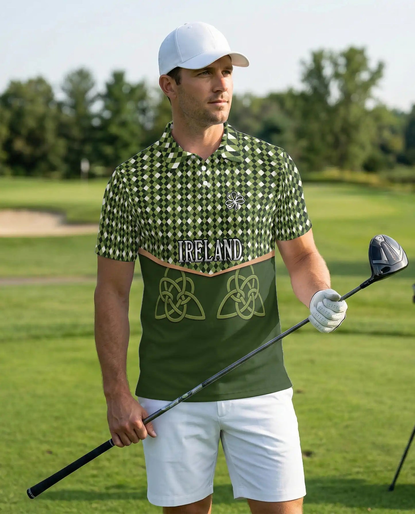 Ireland Shamrock Celtic 3D Polo Shirt | Azhawaiian